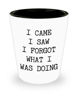 I Came I Saw I Forgot What I Was Doing Funny Ceramic Shot Glass