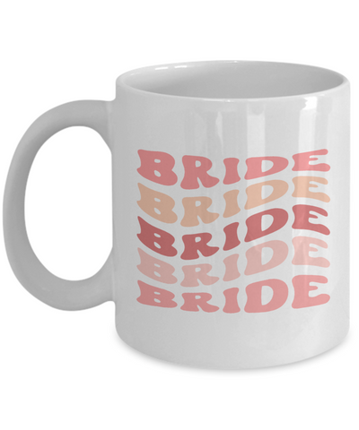 Bride Cup, Groovy Bachelorette, Groovy Bride, Retro Bride Mug, Bridal Party Mugs, Wedding Day, Aesthetic Boho Pink Peach Coffee Cup