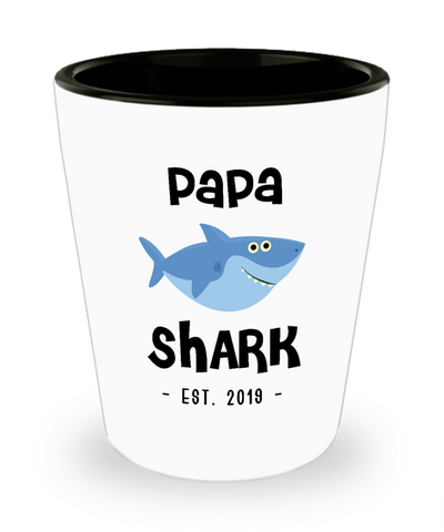 Papa Shark Mug New Papa Est 2019 Do Do Do Expecting Papas Pregnancy Reveal Announcement Gifts Ceramic Shot Glass