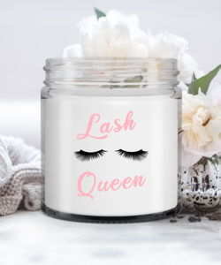 Lash Artist Gift Lash Queen Candle Vanilla Scented Soy Wax Blend 9 oz. with Lid