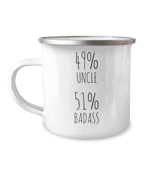 49% Uncle 51% Badass Metal Camping Mug Coffee Cup Funny Gift