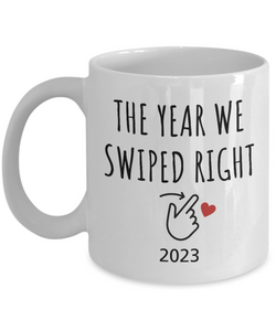 The Year We Swiped Right Mug, New Couple Mugs, Swiped Right, Boyfriend Mug, First Christmas Together, New Relationship Gift, 2023 Coffee Cup