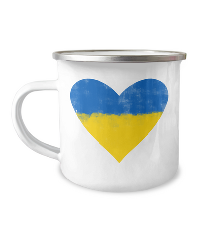 Ukraine Heart Mug Support Ukraine I Stand with Ukraine Stop War Free Ukraine No War Metal Camping Coffee Cup