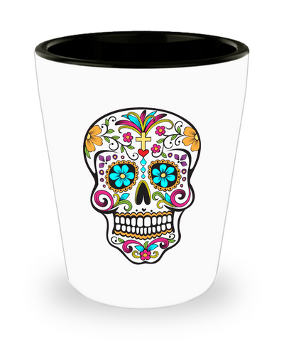 Day of the Dead Shot Glasses - Sugar Skull Shot Glass - Mexican Folk Art - Dia De Los Muertos - Cute Shot Glasses