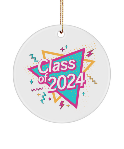 Class of 2024, Graduation Ornament, Senior Ornament, Graduate Ornament, High School Ornament, Retro 90's