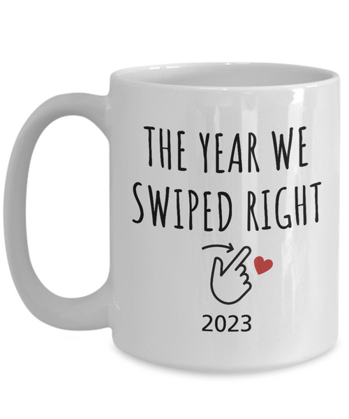 The Year We Swiped Right Mug, New Couple Mugs, Swiped Right, Boyfriend Mug, First Christmas Together, New Relationship Gift, 2023 Coffee Cup