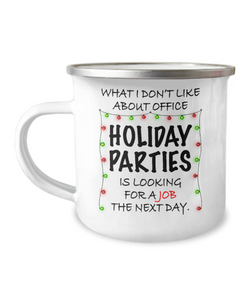 Christmas Office Holiday Parties Funny Work Mug Metal Camping Coffee Cup