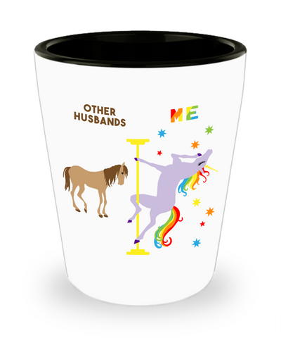 Funny Husband Gifts for Men Pole Dancing Unicorn Rainbow Ceramic Shot Glass for Husbands