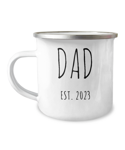 DAD EST 2023 Metal Camping Mug Coffee Cup Funny Gift