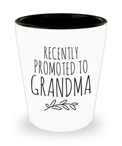 Recently Promoted to Grandma Funny Future Grandmother Reveal Announcement Ceramic Shot Glass