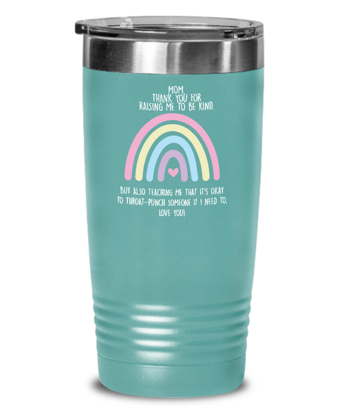 Funny Sarcastic Gift for Mom Throat Punch Mug Insulated Drink Tumbler Travel Cup
