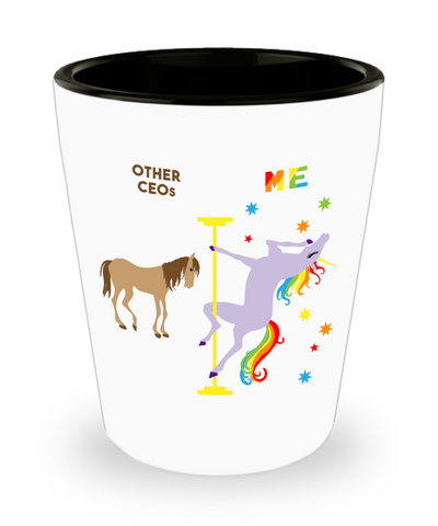 Funny CEO Gift Idea CEO Birthday Pole Dancing Unicorn Ceramic Shot Glass