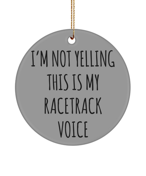 Racetrack Gifts, Racing Ornament, Racing Gifts, I'm Not Yelling This Is My Racetrack Voice Christmas Tree Ornament