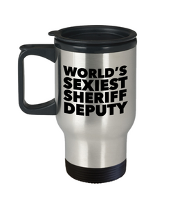 World's Sexiest Sheriff Deputy Mug Gag Gifts Travel Mug Stainless Steel Insulated Coffee Cup-Cute But Rude