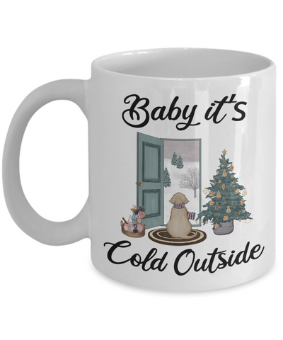 Baby it's Cold Outside Mug Christmas Gift Cute Winter Scene Mugs with Sayings Gift for Grandma Dog Lover Coffee Cup Stocking Stuffer