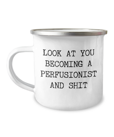 Becoming A Perfusionist Camping Mug Coffee Cup Funny Coworker Gifts