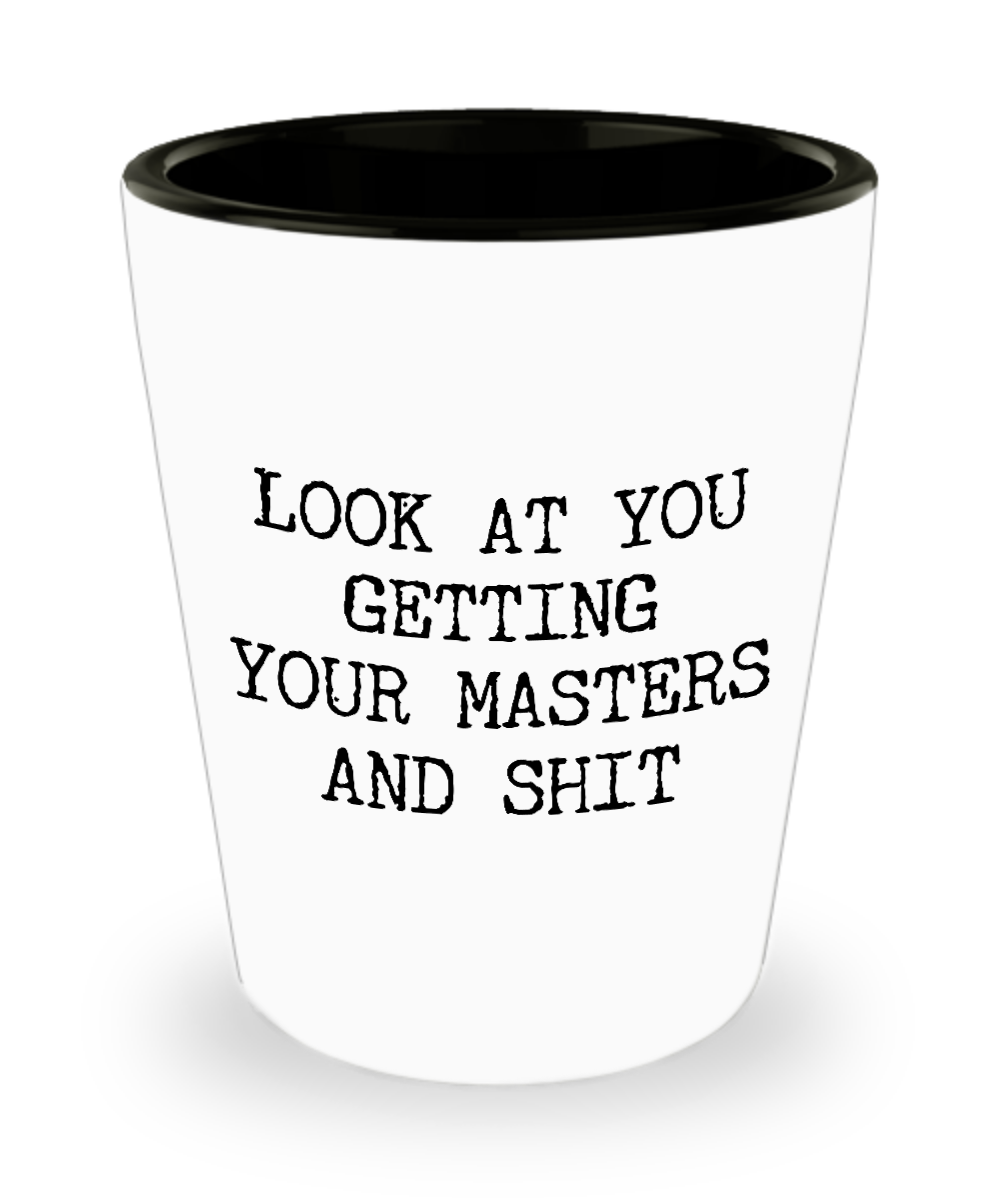 Masters Degree Gift Idea Master's Degree Graduation Gift Funny Ceramic Shot Glass for Men & Women