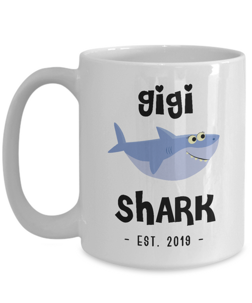 Gigi Shark Mug New Gigi Est 2019 Coffee Cup Do Do Do Expecting Gigis Baby Shower Pregnancy Reveal Announcement Gifts