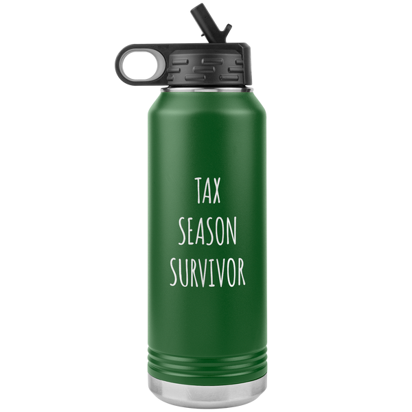 Funny Accountant Gift Tax Season Survivor Water Bottle 32oz BPA Free