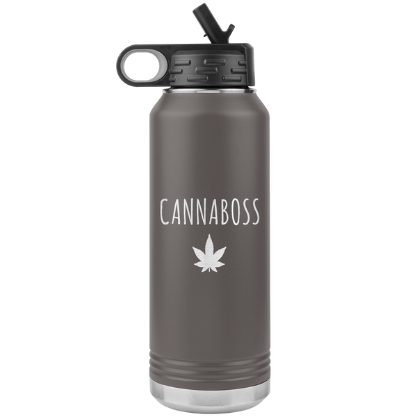 Cannaboss Weed Leaf Cannabis Gifts Marijuana Grower Dispensary Owner Water Bottle Insulated Tumbler 32oz BPA Free