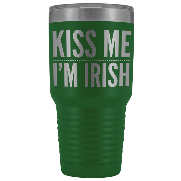 Kiss Me I'm Irish St Patricks Day Tumbler Travel Mug Funny Beer Tumbler Double Wall Vacuum Insulated Hot Cold Cup 30oz BPA Free-Cute But Rude