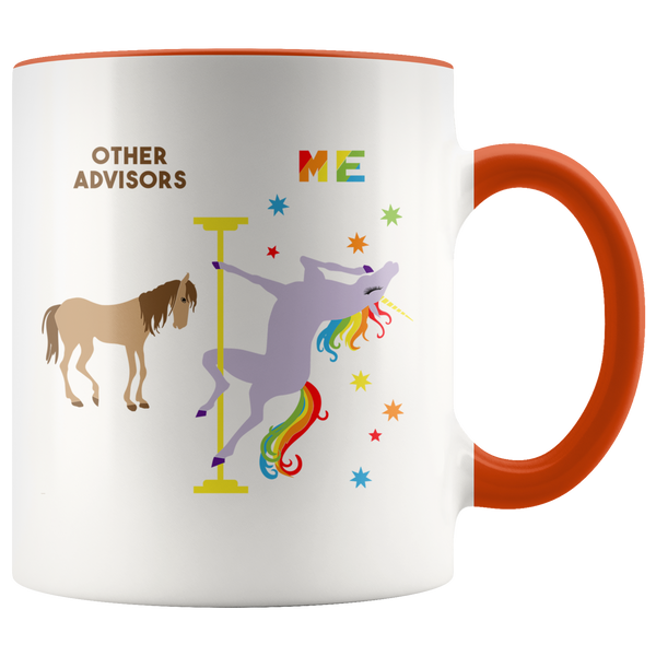 Funny Financial Advisor Gift Academic Advisor Coffee Mug Birthday Thank You Gift Pole Dancing Unicorn Cup