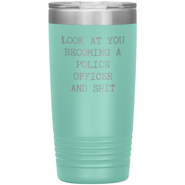 Police Academy Graduation Gift Look at You Becoming a Police Officer Tumbler Mug Insulated Hot Cold Travel Coffee Cup 20oz BPA Free