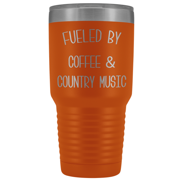 Fueled By Coffee & Country Music Tumbler Insulated Travel Coffee Cup Cute Country Western Fan Gift Nashville Mug BPA Free