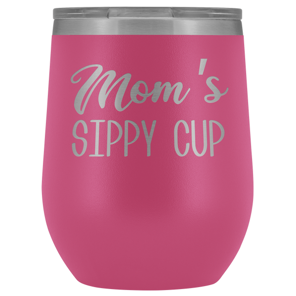 Mom's Sippy Cup Mom Wine Tumbler Funny Gifts for Mom Stemless Stainless Steel Insulated Tumblers Hot Cold BPA Free 12oz Travel Cup