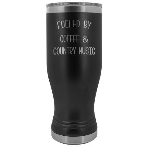 Fueled By Coffee & Country Music Pilsner Tumbler Congratulations Mug Insulated Hot Cold Travel Coffee Cup 20oz BPA Free