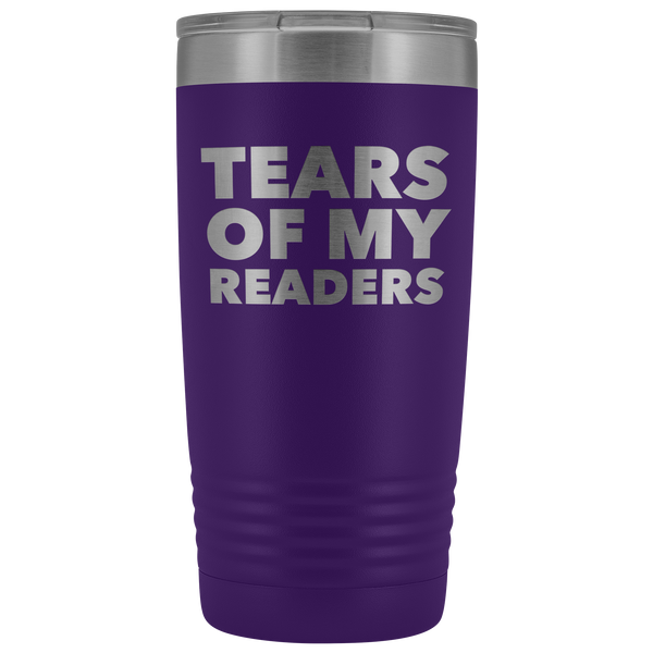 Aspiring Book Author Gift for Writer Funny Tears of My Readers Mug Metal Insulated Hot Cold Travel Coffee Cup 20oz BPA Free