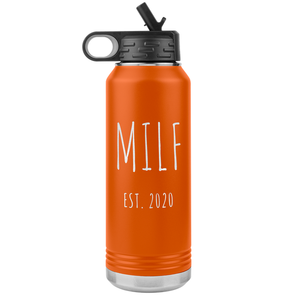 MILF Mug Push Present For New Mom Gifts Funny Mother Est 2020 Water Bottle Baby Shower Future Mom Pregnant Congratulations 32oz BPA Free