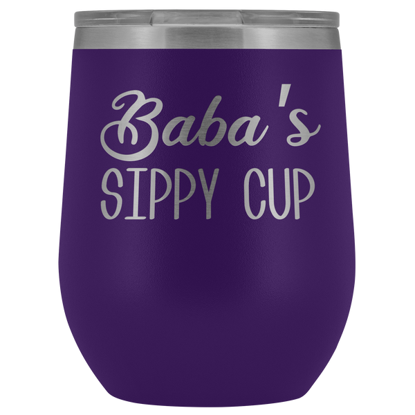 Baba's Sippy Cup Baba  Gifts Funny Stemless Stainless Steel Insulated Wine Tumbler BPA Free 12oz