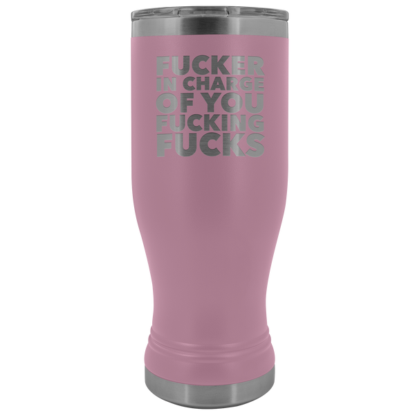 Funny Boss Gifts Inappropriate Fucker in Charge Profanity Tumbler Metal Mug Vacuum Insulated Hot Cold Travel Cup 30oz BPA Free