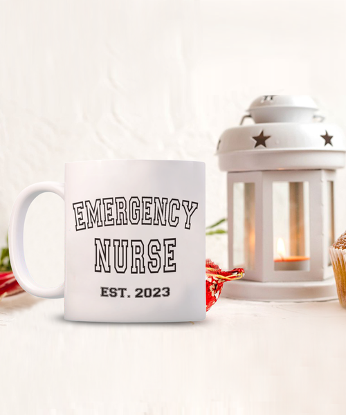 Emergency Nurse Est 2023, Emergency Department, Emergency Room, ER Nurse Gift, Graduation Gift, New Nurse Gift, RN Mug, Nurse Coffee Cup