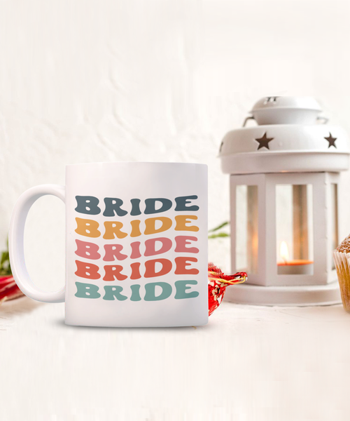 Bride Cup, Groovy Bachelorette, Groovy Bride, Retro Bride Mug, Bridal Party Mugs, Wedding Day, Aesthetic Boho Coffee Cup