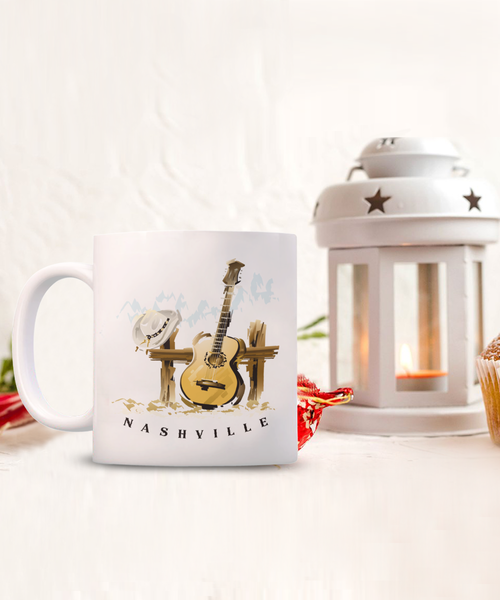 Nashville Mug, Nashville Gift, Nashville Coffee Cup, Nashville Decor, Tennessee Gifts, Guitar Player Gift