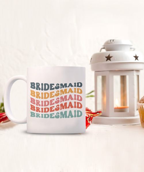 Bridesmaid Mug, Groovy Bachelorette, Groovy Bridesmaid, Retro Bridesmaid Mug, Bridal Party Mugs, Wedding Day, Aesthetic Boho Coffee Cup