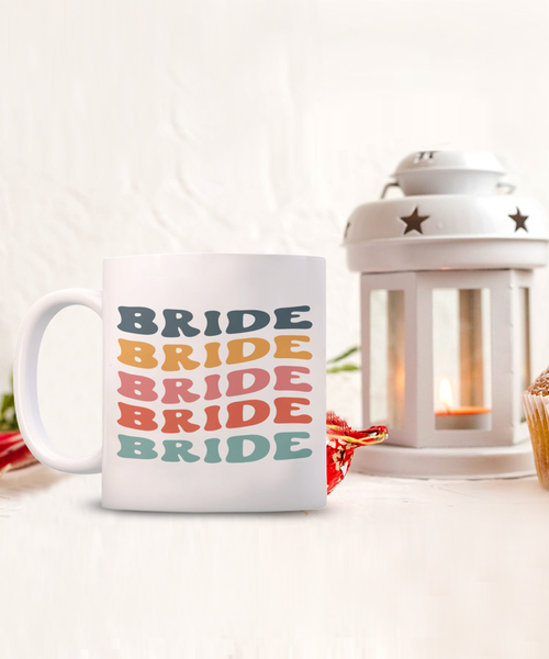 Bride Cup, Groovy Bachelorette, Groovy Bride, Retro Bride Mug, Bridal Party Mugs, Wedding Day, Aesthetic Boho Coffee Cup