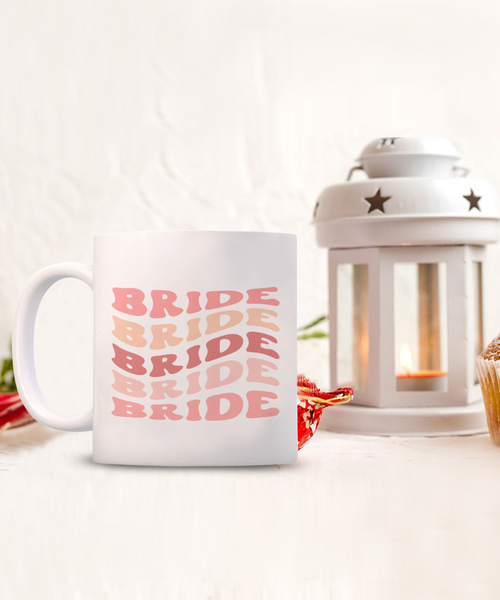 Bride Cup, Groovy Bachelorette, Groovy Bride, Retro Bride Mug, Bridal Party Mugs, Wedding Day, Aesthetic Boho Pink Peach Coffee Cup