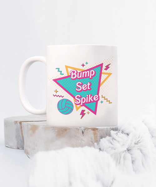 Bump Set Spike Mug, Volleyball Mom, Volleyball Coach, Volleyball Player Gift, Volleyball Team Gift, Volleyball Gift Idea, Retro 90's Coffee Cup