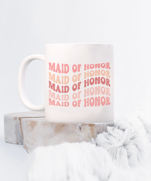 Maid of Honor Mug, MOH Mug, Bridesmaid Mug, Groovy Bachelorette, Groovy Bridesmaid, Retro Bridesmaid Mug, Bridal Party Mugs, Wedding Day