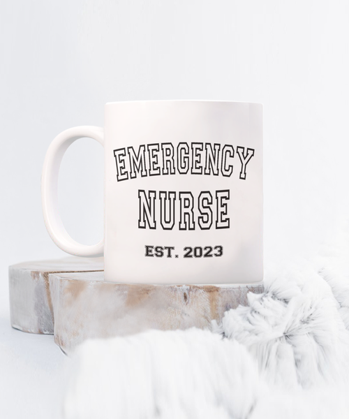 Emergency Nurse Est 2023, Emergency Department, Emergency Room, ER Nurse Gift, Graduation Gift, New Nurse Gift, RN Mug, Nurse Coffee Cup