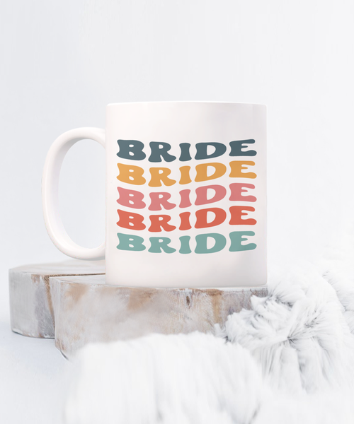 Bride Cup, Groovy Bachelorette, Groovy Bride, Retro Bride Mug, Bridal Party Mugs, Wedding Day, Aesthetic Boho Coffee Cup