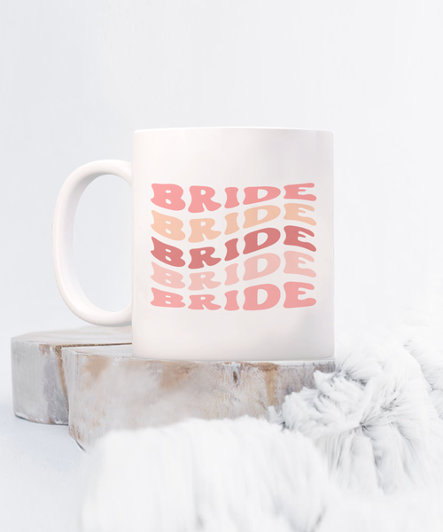 Bride Cup, Groovy Bachelorette, Groovy Bride, Retro Bride Mug, Bridal Party Mugs, Wedding Day, Aesthetic Boho Pink Peach Coffee Cup