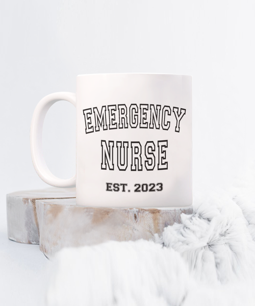 Emergency Nurse Est 2023, Emergency Department, Emergency Room, ER Nurse Gift, Graduation Gift, New Nurse Gift, RN Mug, Nurse Coffee Cup