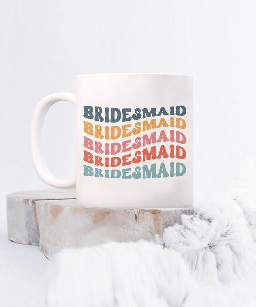 Bridesmaid Mug, Groovy Bachelorette, Groovy Bridesmaid, Retro Bridesmaid Mug, Bridal Party Mugs, Wedding Day, Aesthetic Boho Coffee Cup