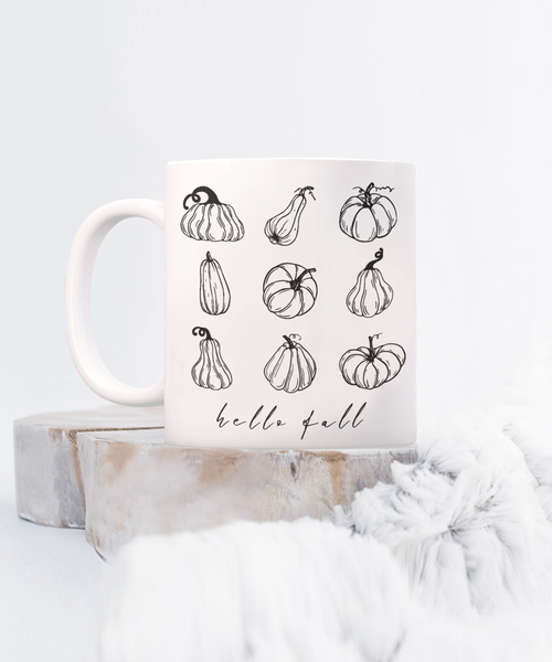 Hello Fall Mug, Autumn Mug, Pumpkin Mug, Fall Coffee Cup, Pumpkin Spice Mug