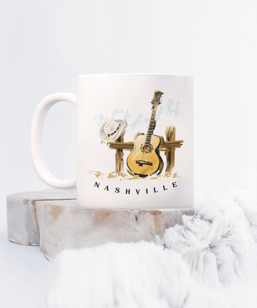 Nashville Mug, Nashville Gift, Nashville Coffee Cup, Nashville Decor, Tennessee Gifts, Guitar Player Gift