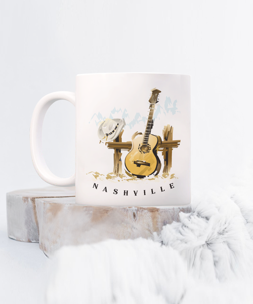 Nashville Mug, Nashville Gift, Nashville Coffee Cup, Nashville Decor, Tennessee Gifts, Guitar Player Gift